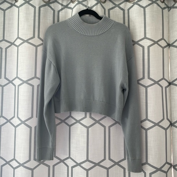 Sunday Best Mock Neck Cropped Sweater Blue - Picture 2 of 7